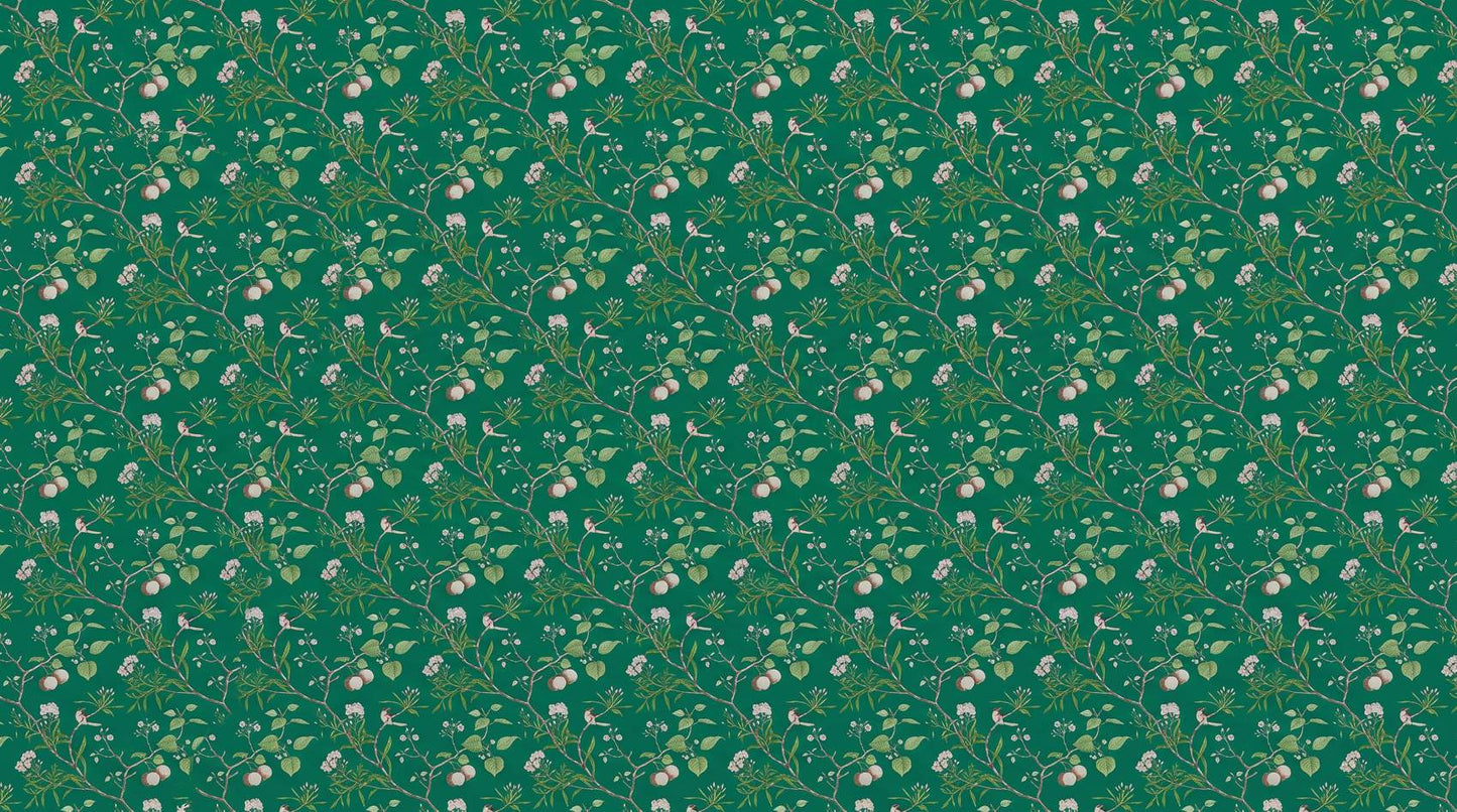 Papier peint fleuri vert