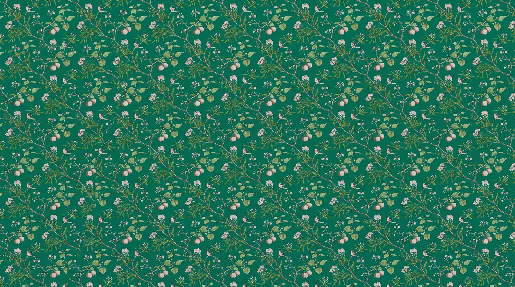Papier peint fleuri vert