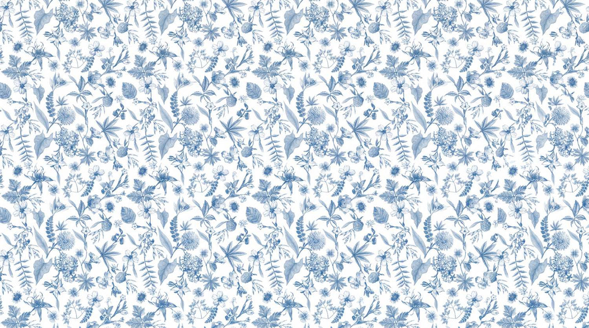 Papier peint fleuri vintage bleu