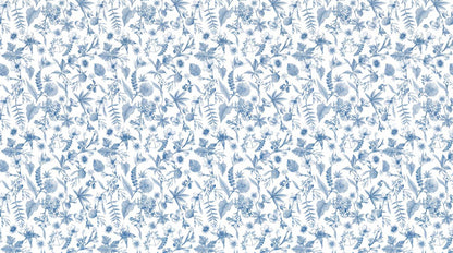 Papier peint fleuri vintage bleu