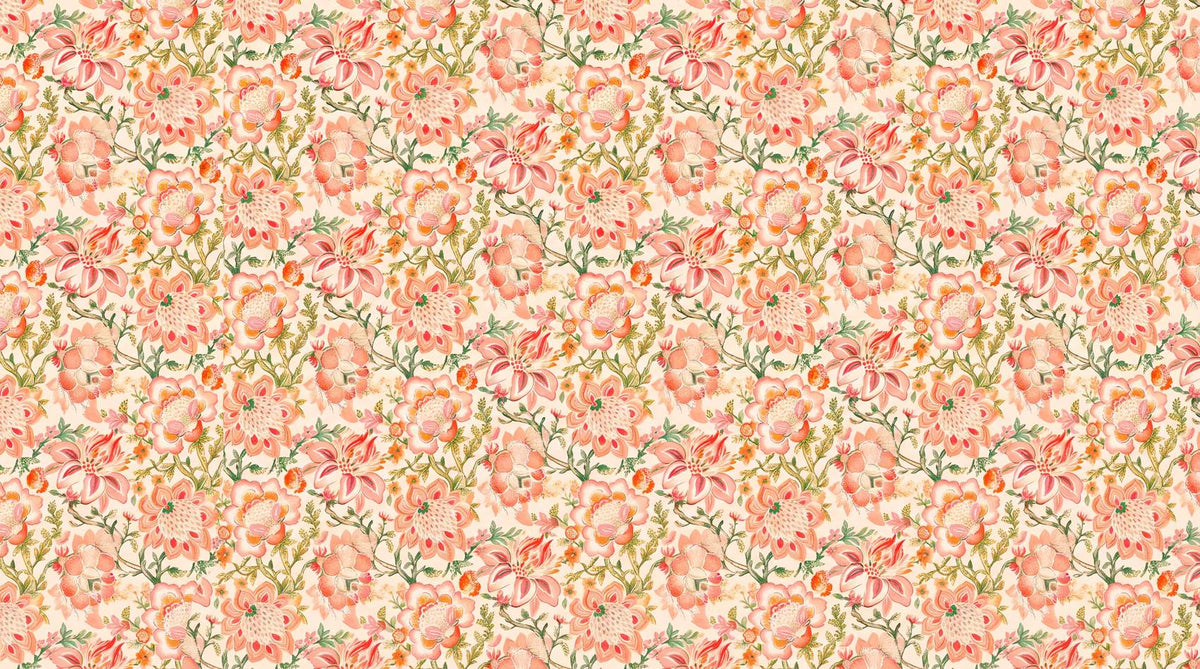 Papier peint fleuri vintage rose
