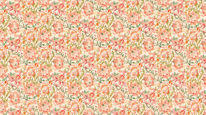 Papier peint fleuri vintage rose