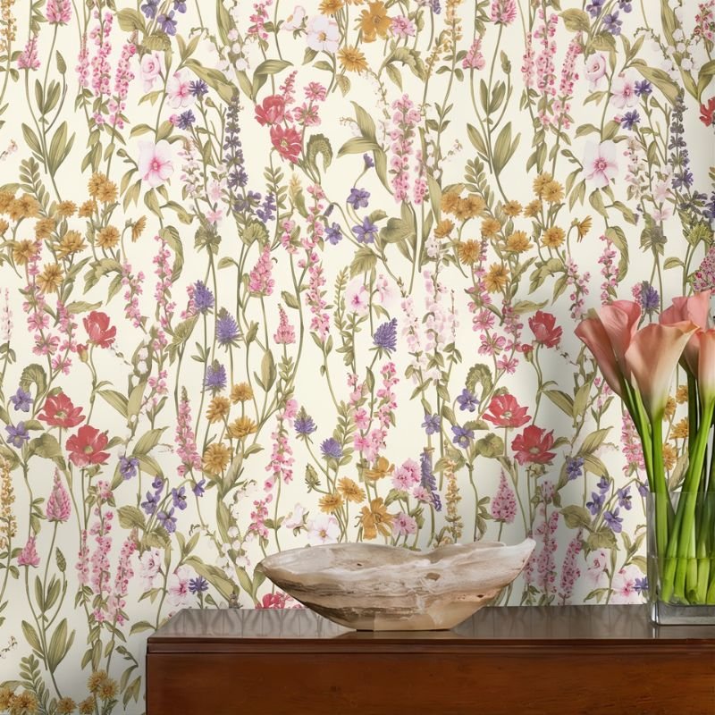 Papier peint fleuri vintage tapisserie