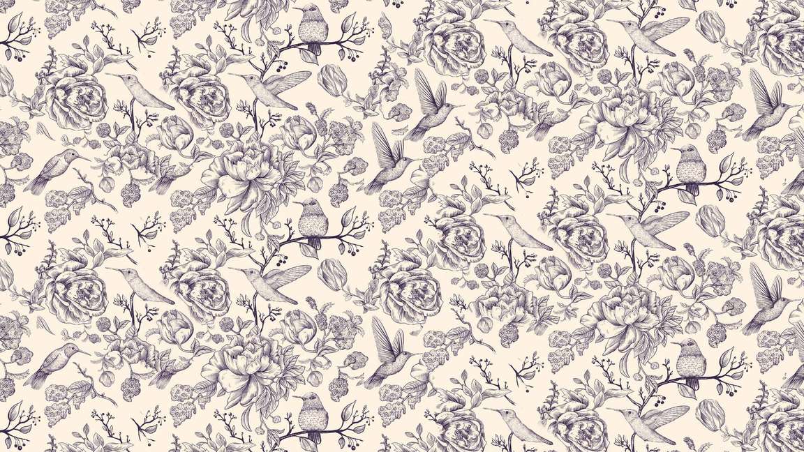 papier-peint-fleurs-et-colibri-vintage-noir-et-blanc-motif