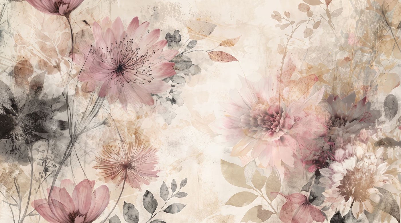 Papier peint fleurs geantes aquarelle