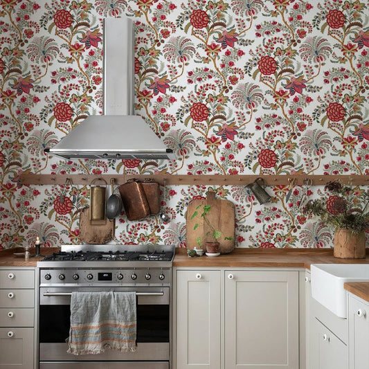 Papier peint fleurs indiennes