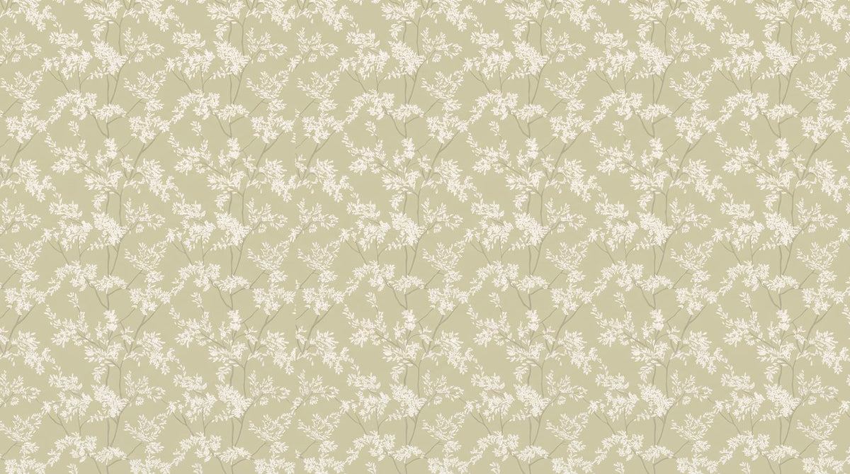 Papier peint fleurs vert sauge et blanc