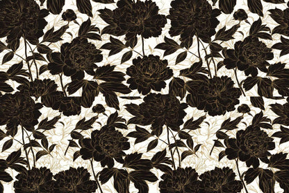 Papier peint floral noir et or