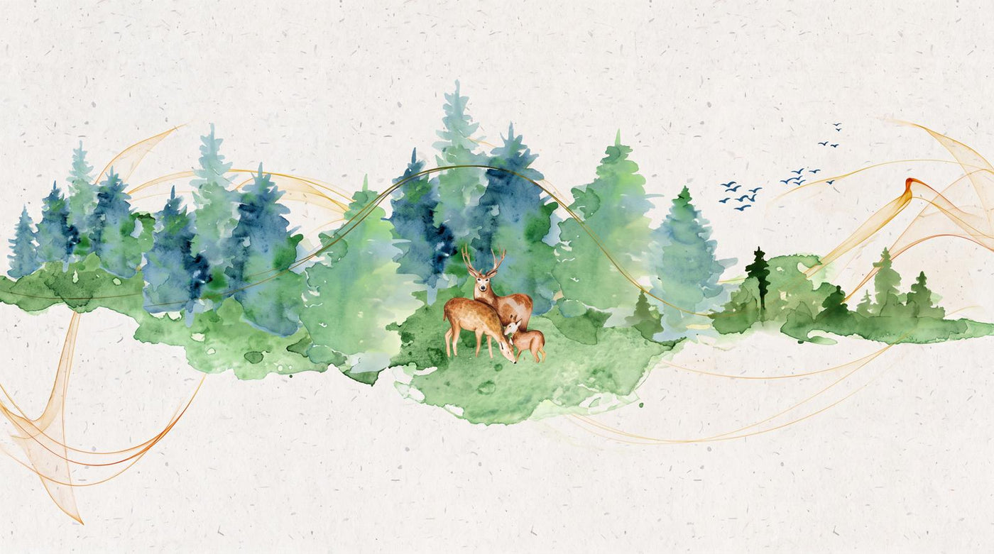 Papier Peint Foret Aquarelle