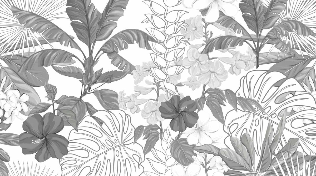 Papier Peint Foret Tropicale Noir Et Blanc