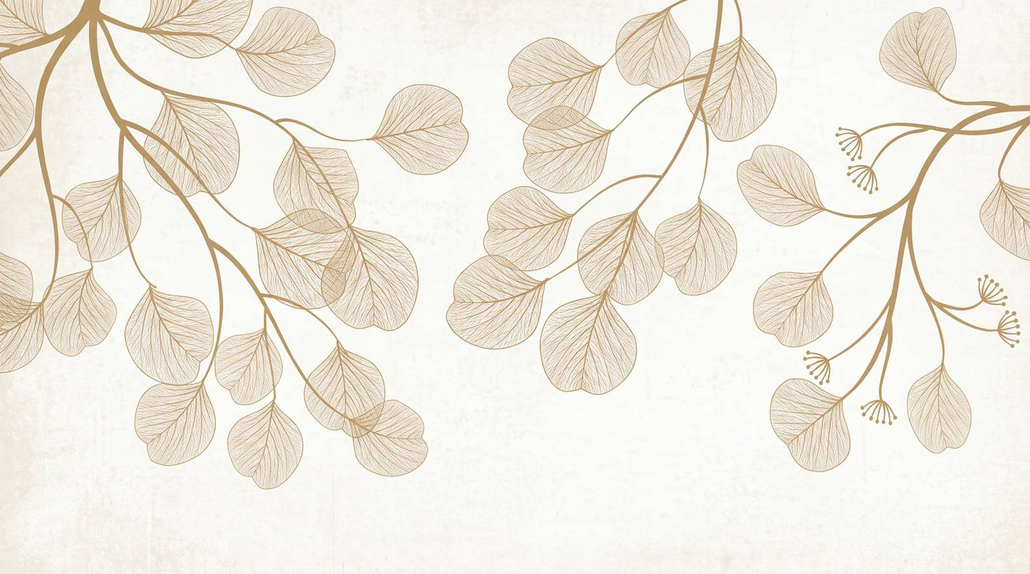 Papier peint ginkgo beige