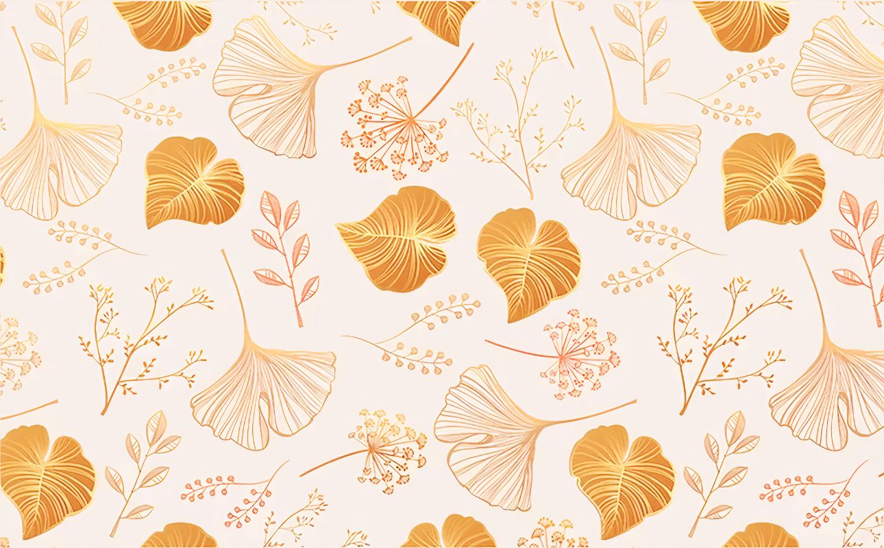 Papier peint ginkgo terracotta motif