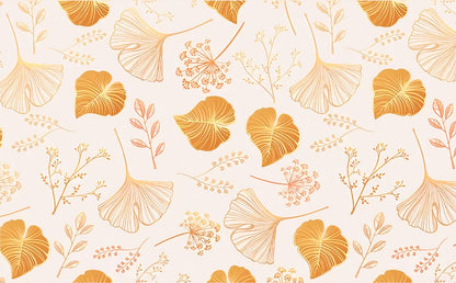 Papier peint ginkgo terracotta motif