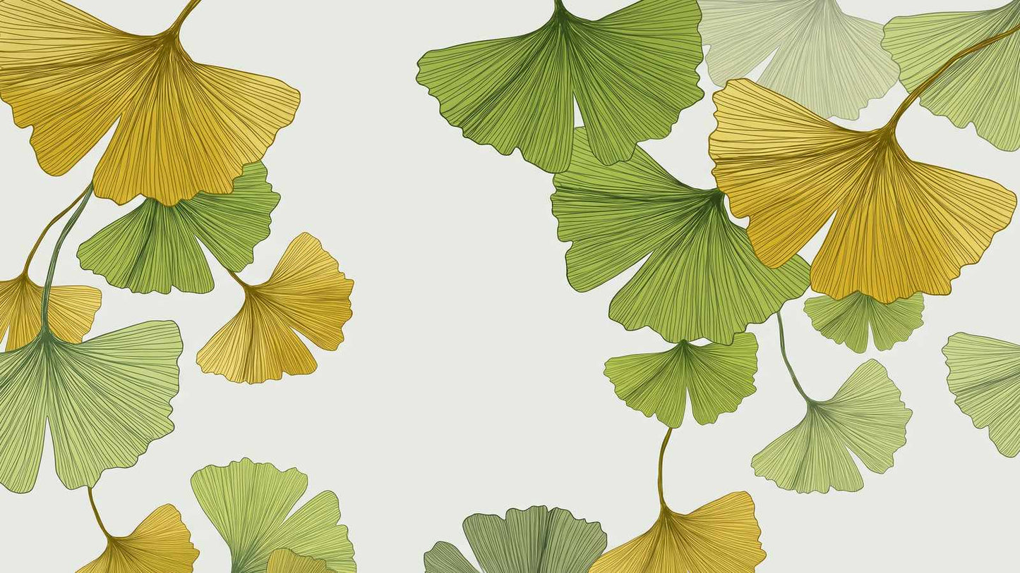 Papier peint ginkgo vert