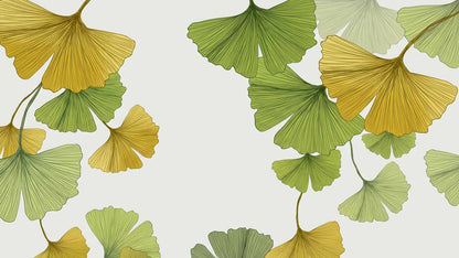 Papier peint ginkgo vert