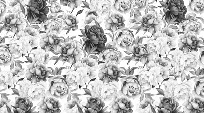 Papier peint grosses fleurs blanches