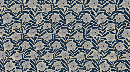 Papier peint grosses fleurs bleues graphique