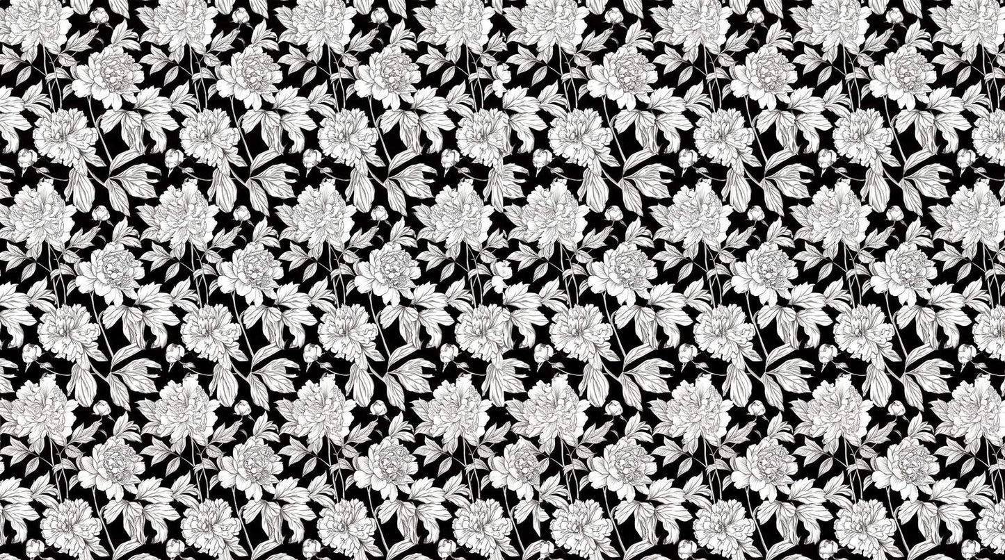Papier peint grosses fleurs fond noir