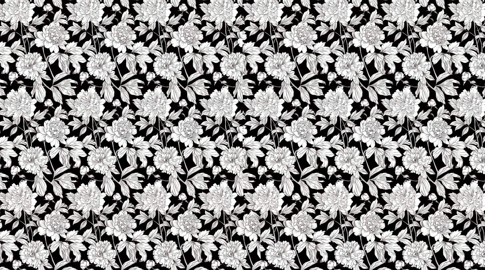 Papier peint grosses fleurs fond noir