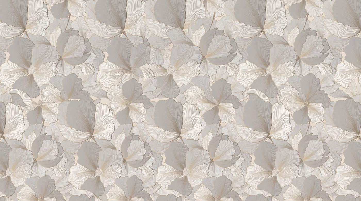Papier peint grosses fleurs douces
