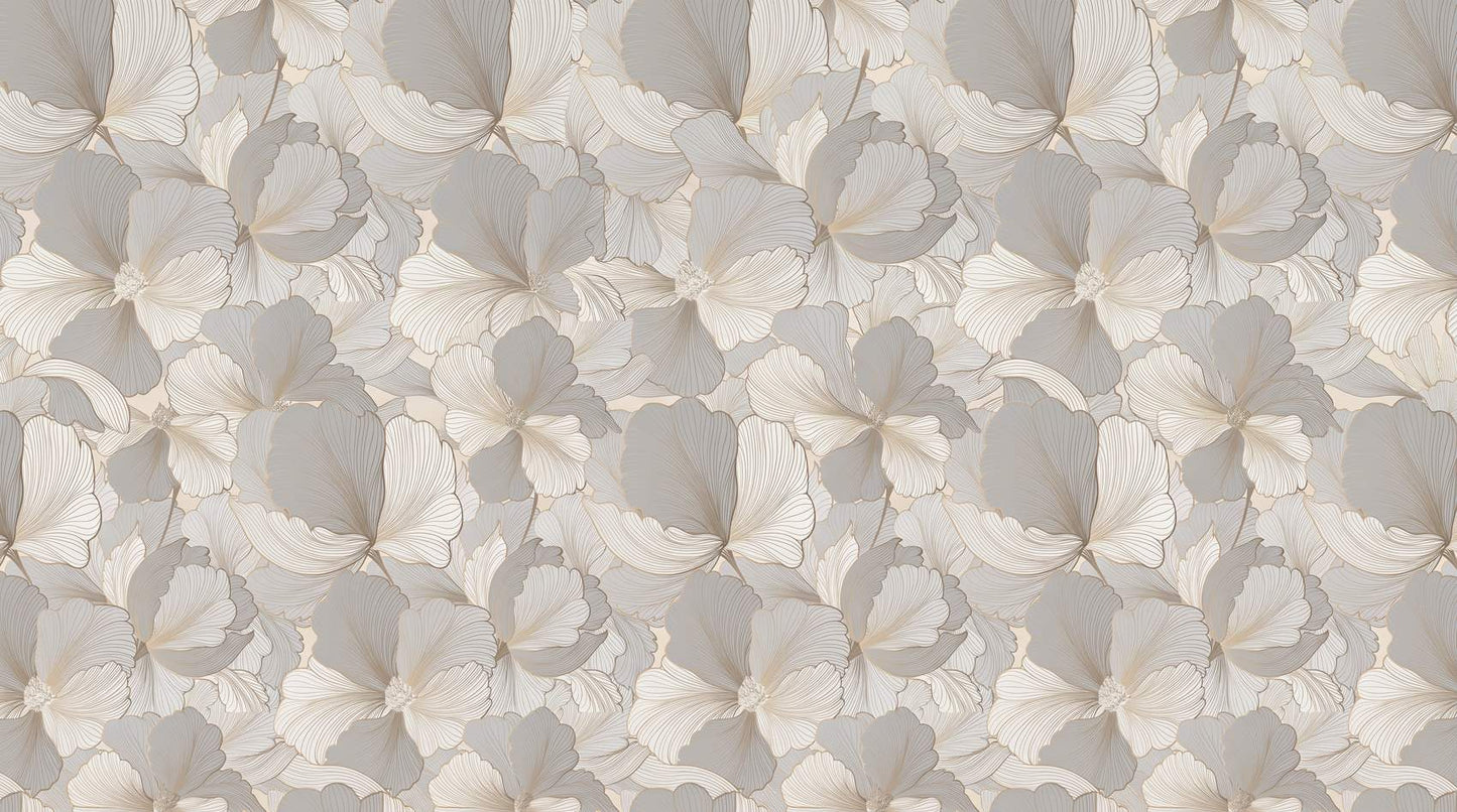 Papier peint grosses fleurs douces