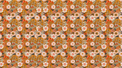 Papier peint grosses fleurs oranges