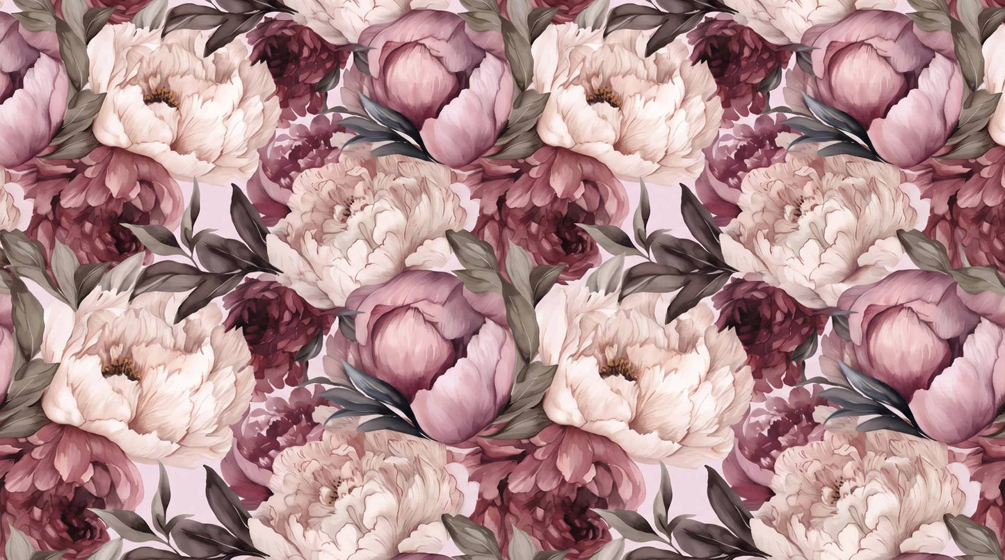 Papier peint grosses fleurs pivoines