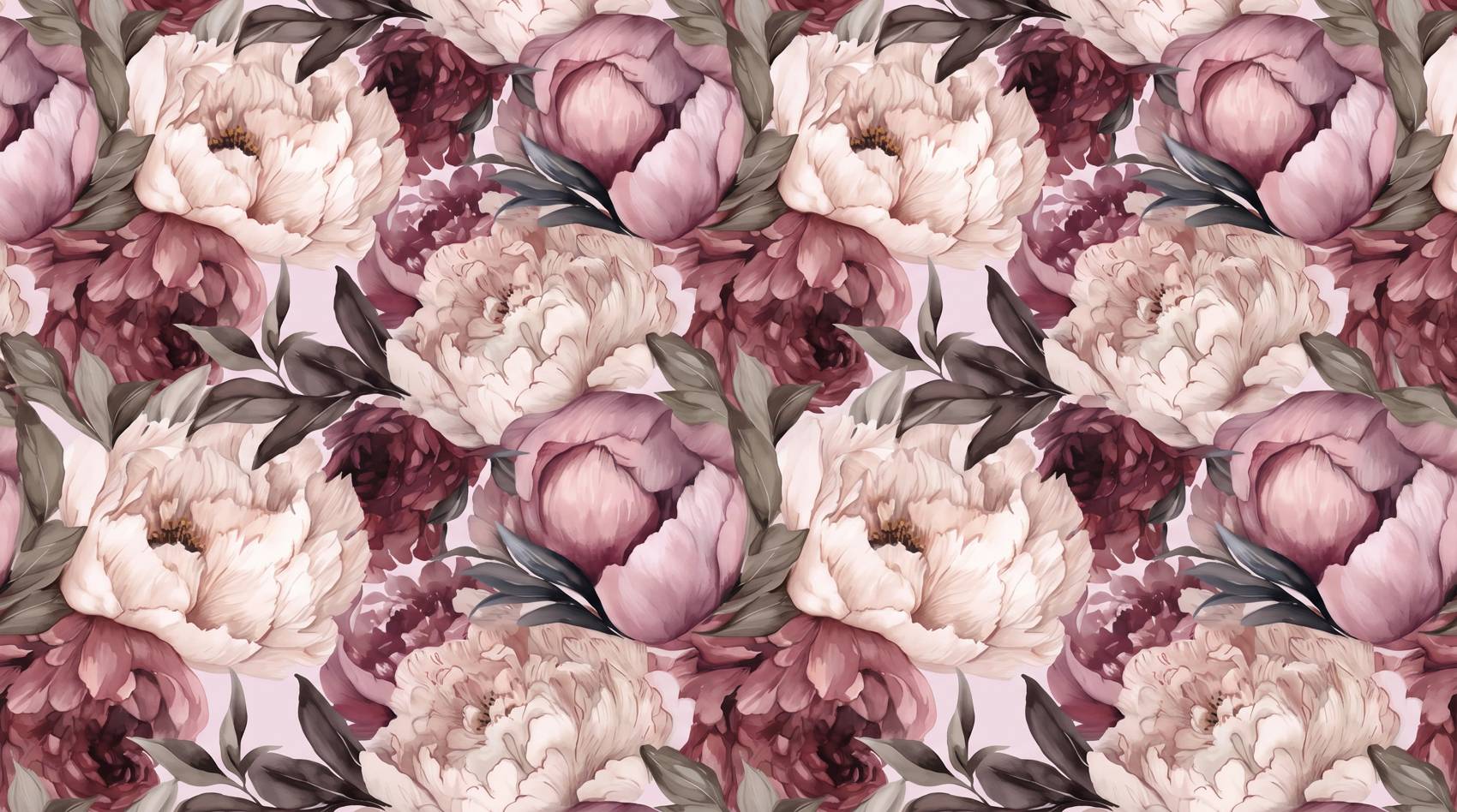 Papier peint grosses fleurs pivoines