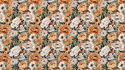 Papier peint grosses fleurs terracotta