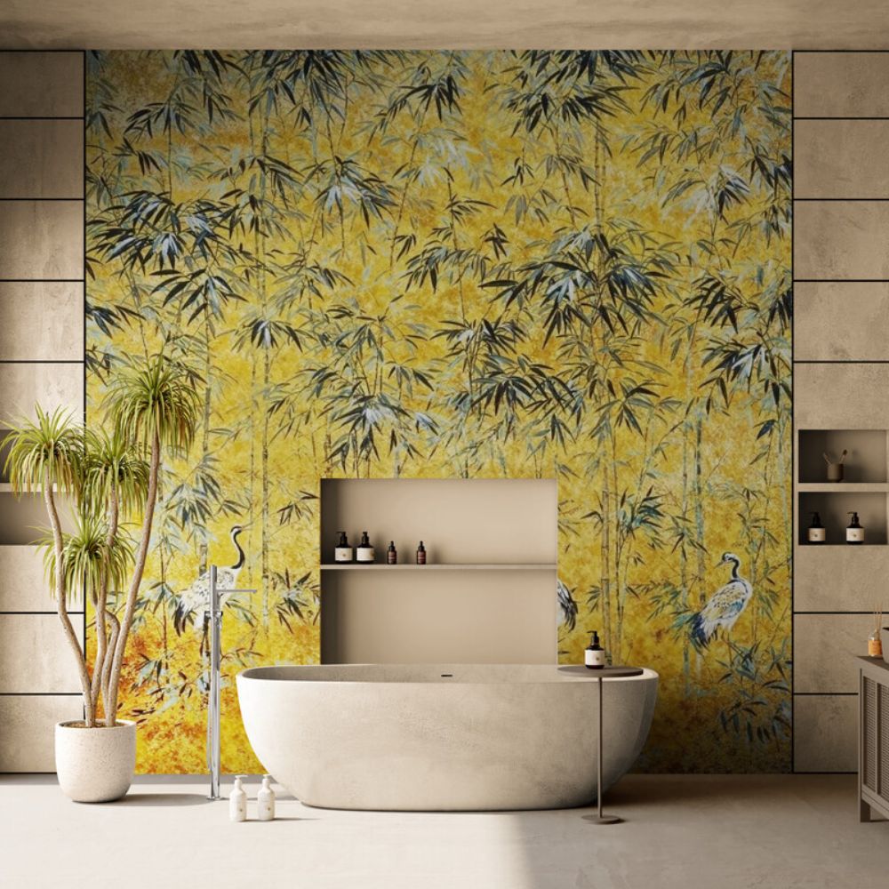 Papier Peint Japonais Jaune motif panoramique