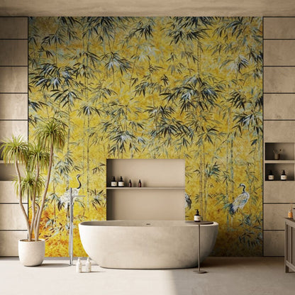 Papier Peint Japonais Jaune motif panoramique