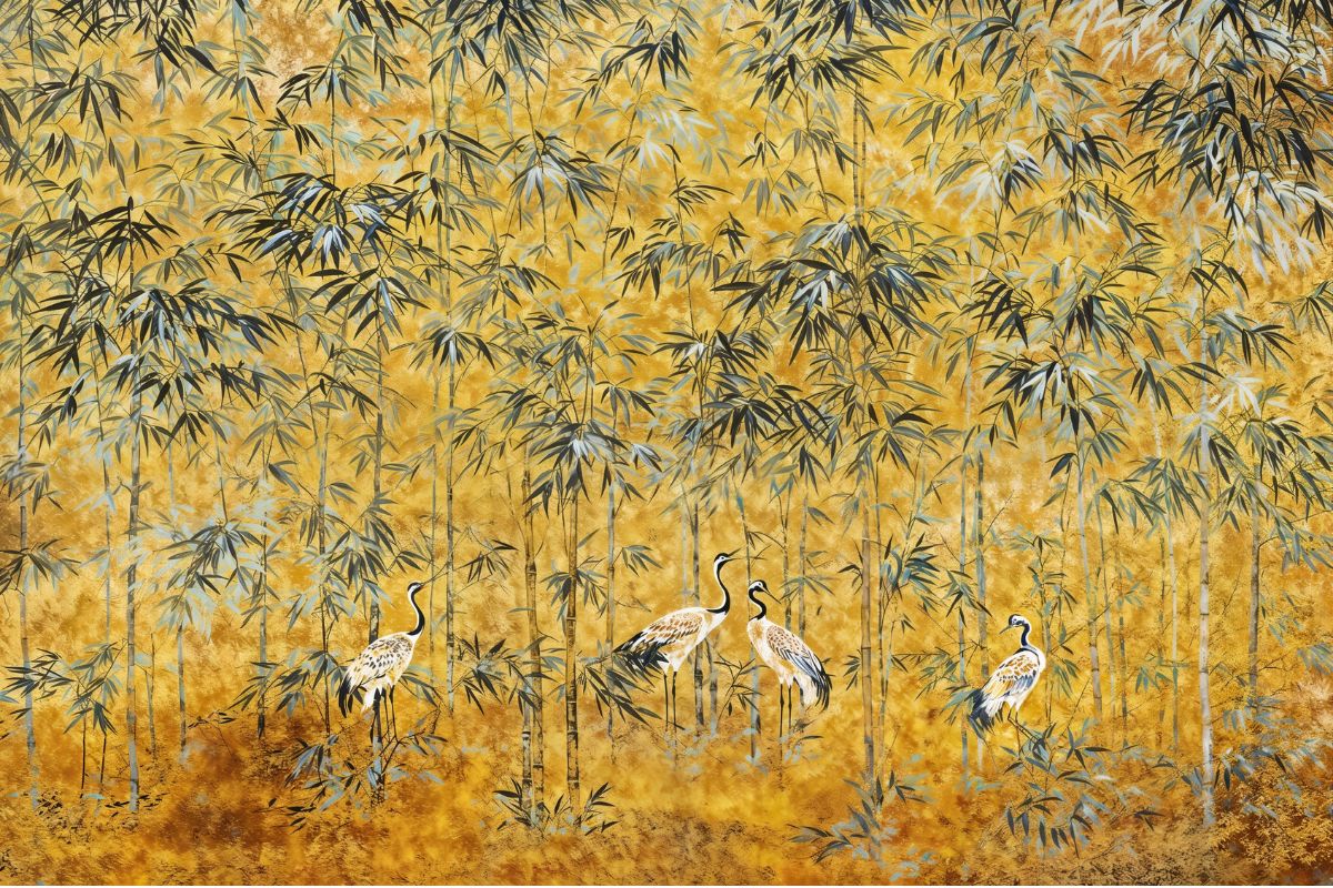 Papier Peint Japonais Jaune tapisserie panoramique decoration