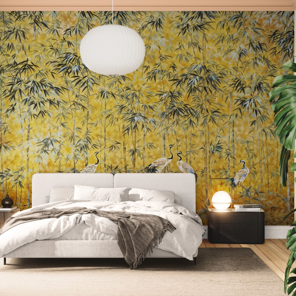 Papier Peint Japonais Jaune