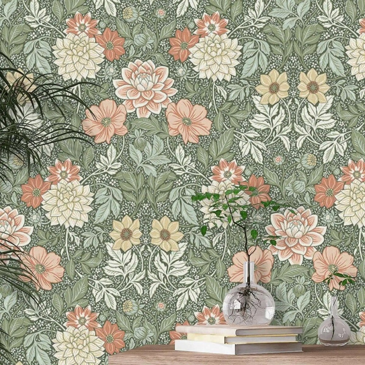 Papier peint jardin fleuri tapisserie