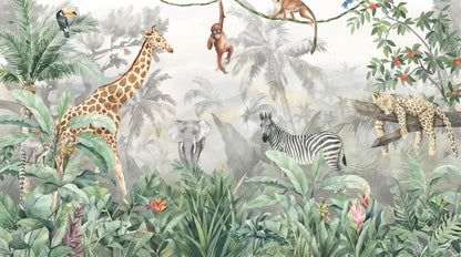 Papier peint jungle animaux