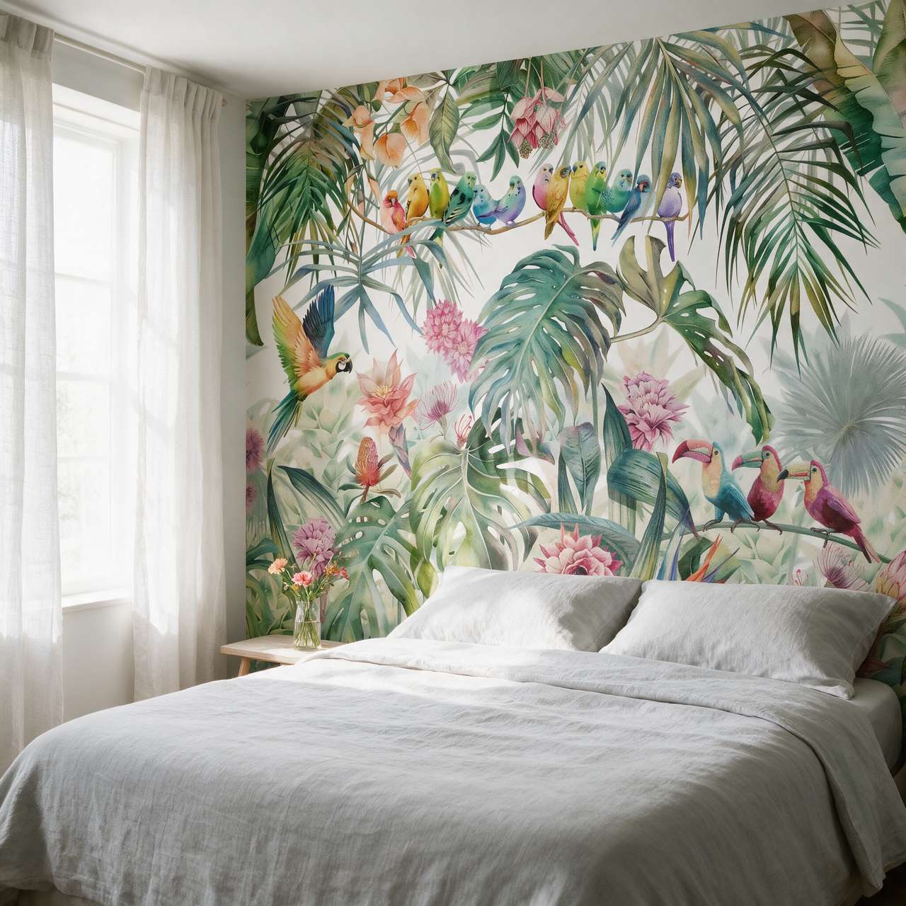 papier-peint-jungle-avec-perroquet-photo-ambiance-2