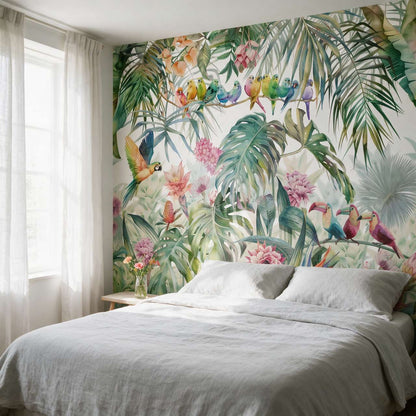 papier-peint-jungle-avec-perroquet-photo-ambiance-2