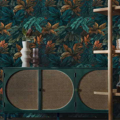 Papier Peint Jungle Bleu Canard