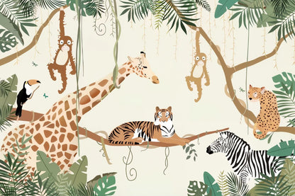 Papier Peint Jungle chambre Bébé motif panoramique tapisserie