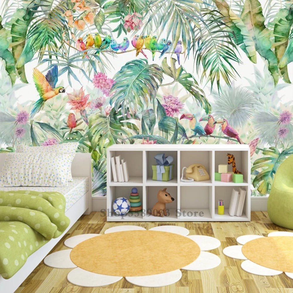 Papier peint jungle couloir tapisserie