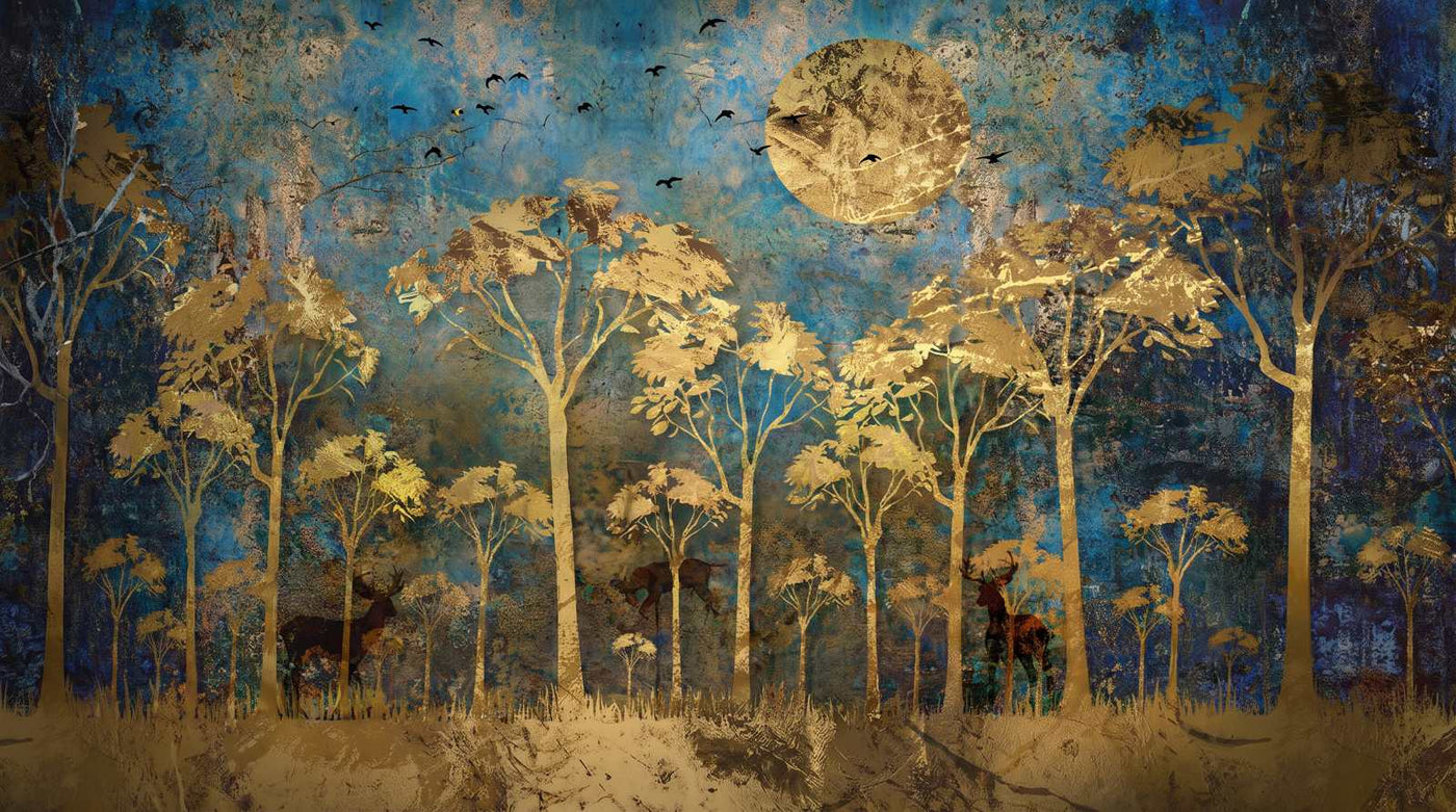 Papier Peint Jungle Doré