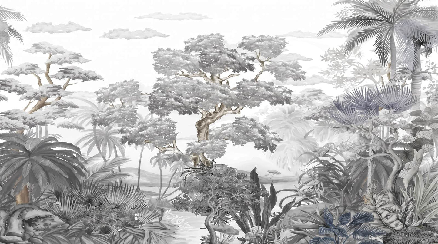 Papier Peint Jungle Gris