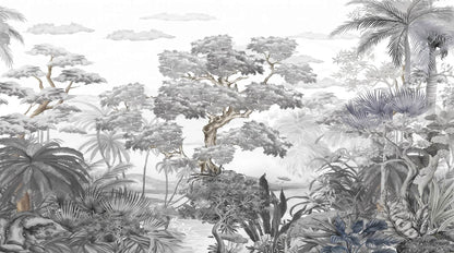 Papier Peint Jungle Gris