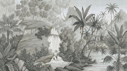 Papier Peint Jungle Noir et Blanc
