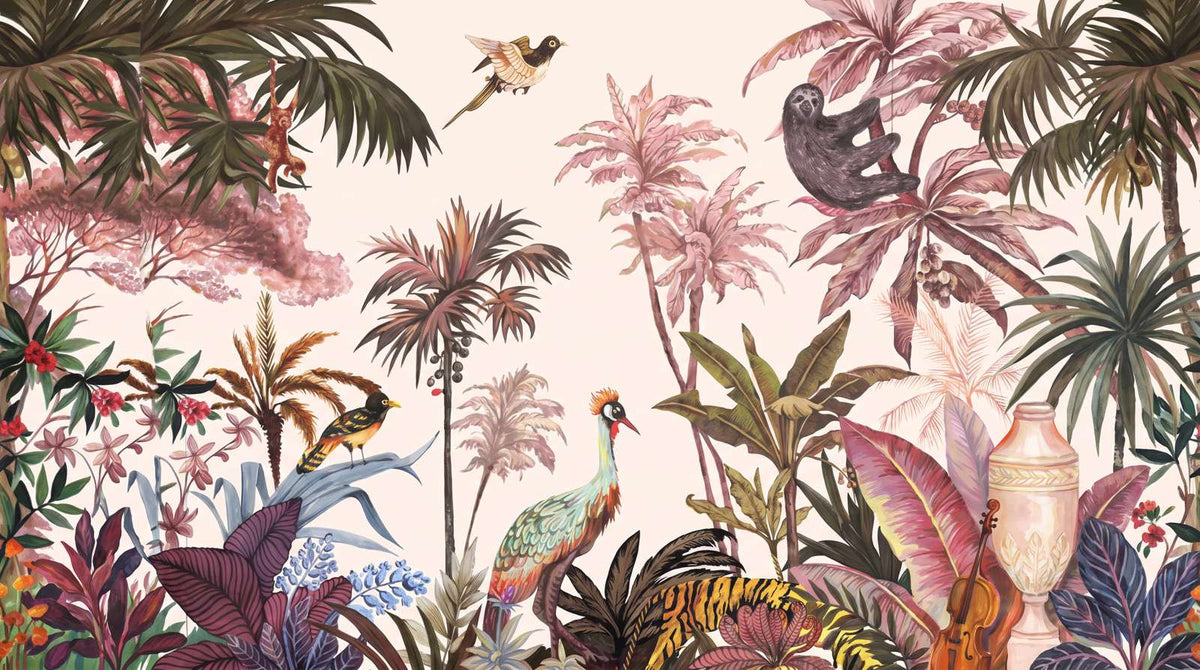 Papier Peint Jungle Rose