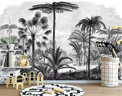 Papier peint jungle tete de lit déco murale