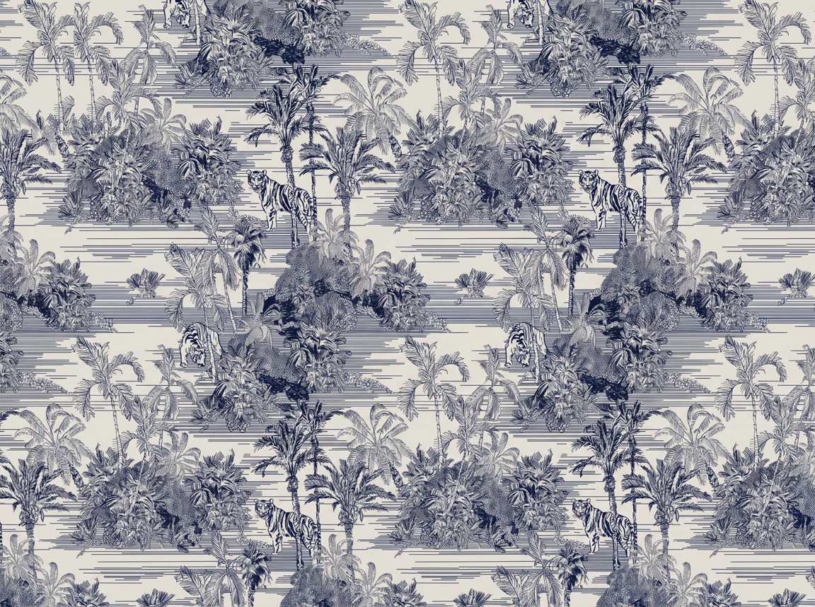 Papier peint jungle toile de jouy