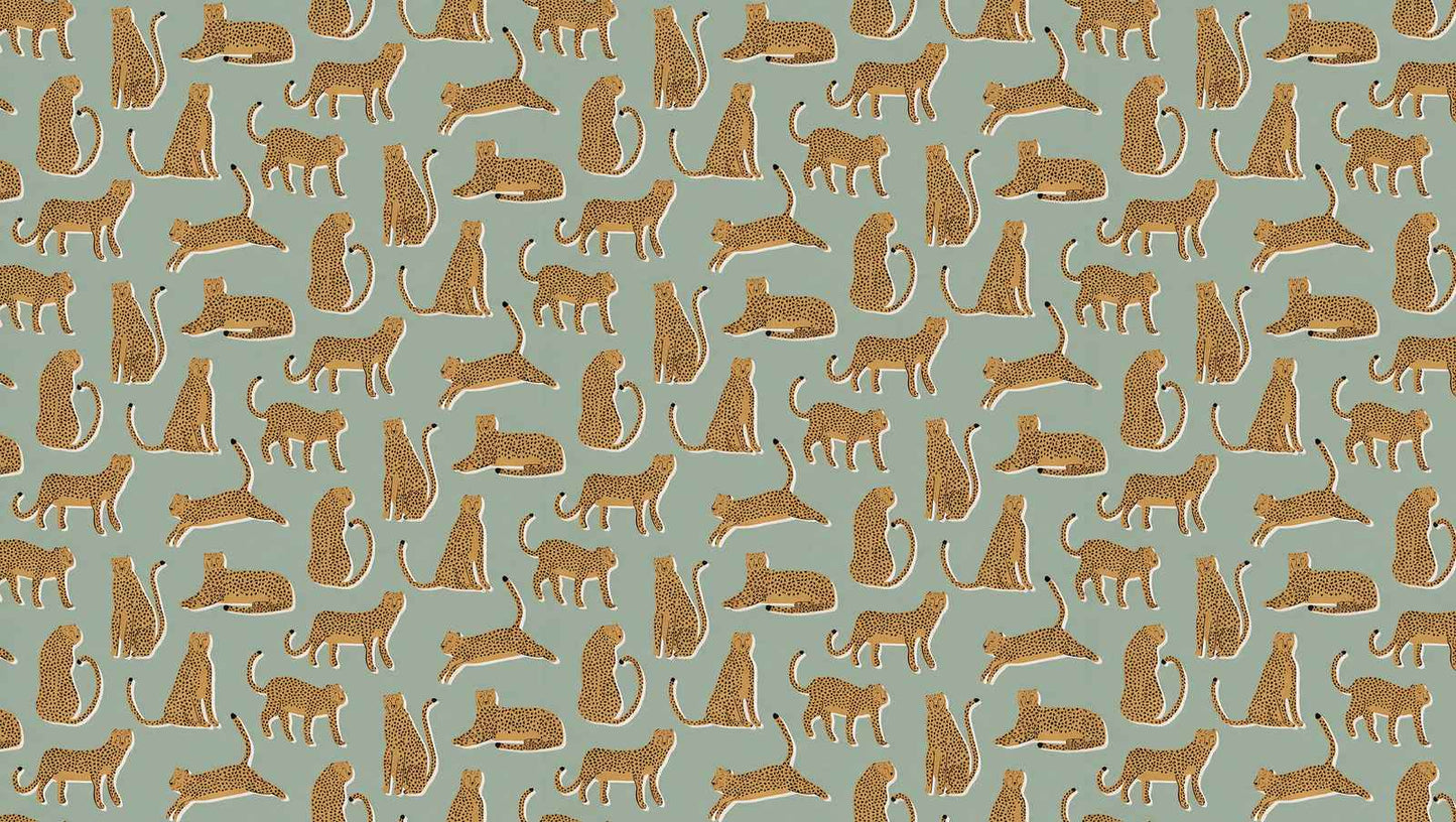 papier-peint-leopard-fond-vert-sauge-motif