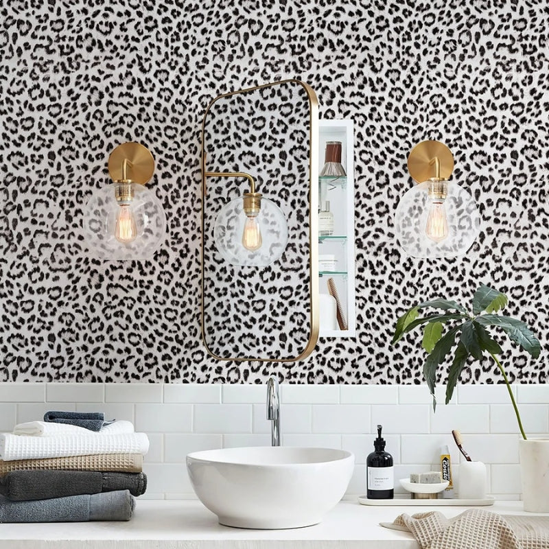 Papier peint leopard noir et blanc