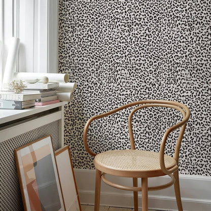 Papier peint leopard noir et blanc
